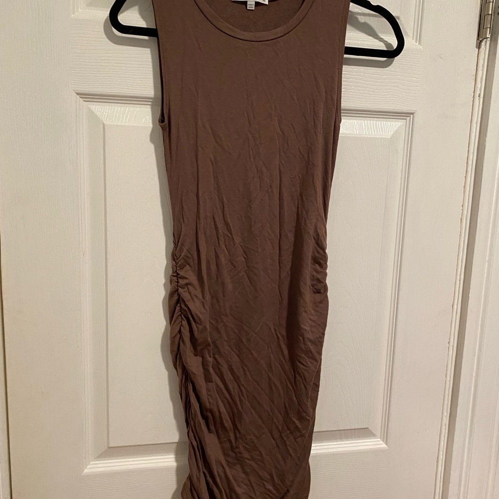 Brown Summer Bodycon Dress with Cinches Bottom